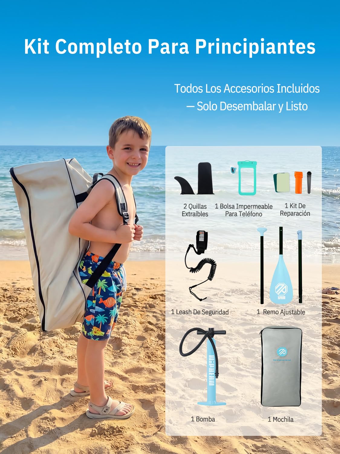 Niphean (Extra Grande) Tabla Paddle Surf Hinchable para 2+1 Personas/Familia, Paddle Surf con (Apto para Principiantes) Aleta Equilibrada, Funda Waterproof, Sup Board para Adultos, Regalo