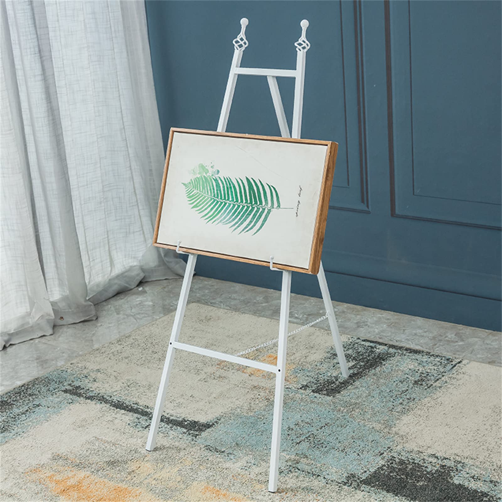 Caballetes para pintar, caballete de metal plegable portátil ajustable caballete de suelo con marco en A para carteles y carteles de boda, 120/145 cm de alto (tamaño: 145 cm, color: negro) (dorado 145