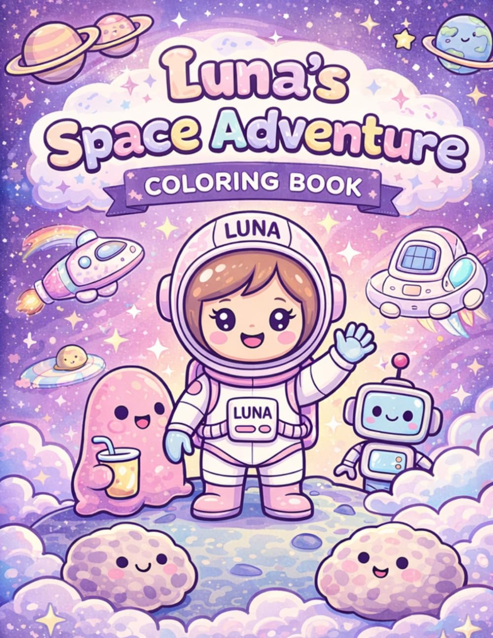 LUNA's space adventure story coloring book: An Outer Space Coloring Book for Kids. Planets, Astronauts, Aliens & More!