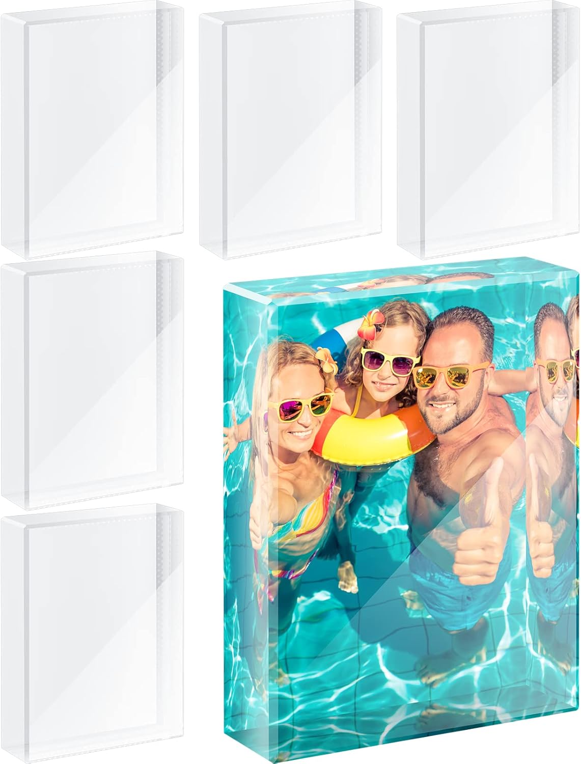 Qunclay 6 Pcs Sublimation Blanks Crystal Sublimation Canvas Blanks Decorative Heat Transfer Photo Frame Crystal Picture Frame for DIY Custom Tabletop Supplies (Round,4 x 4 in)