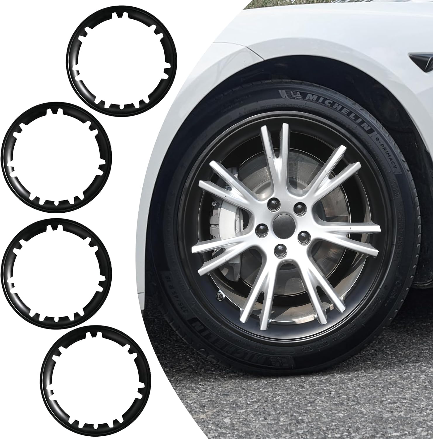 Model Y Rim Protector Wheel Rim Protection for Tesla Wheel Protector 4PCS 19inch Black Wheel Rim Protector for Model Y(2020-2024) ABS Rim Hubcaps Cover Hub Protection Rim Cover (Black, 19 inch)