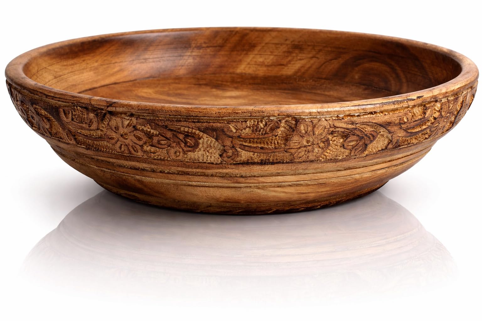 Bol de service fait main en bois 20 cm, vaisselle de salon et décoration d'intérieur