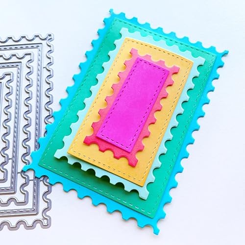 Miniatura 3 de Juego de 6 troqueles rectangulares de metal ondulados, marco de anidación rectangular cosido, plantillas de corte para manualidades, álbumes de