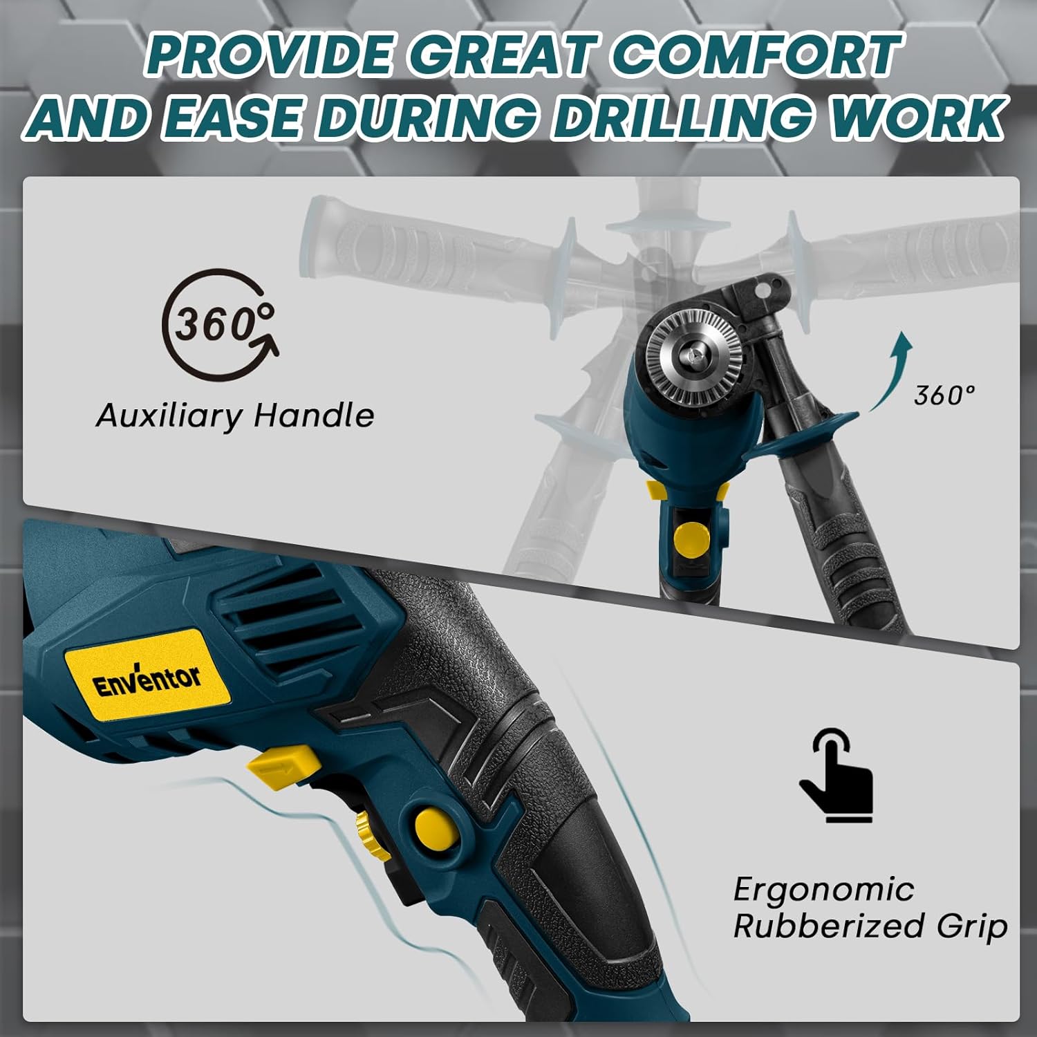 Attaching and adjusting the auxiliary handle on the hammer drill
