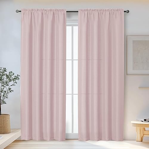 Miniatura 90 de OWENIE Bob Linen Cortinas de Lino de 96 Pulgadas Extra Largas Juego de 2 Paneles para Sala de Estar Dormitorio, Filtrado de Luz Cortinas de Ventana