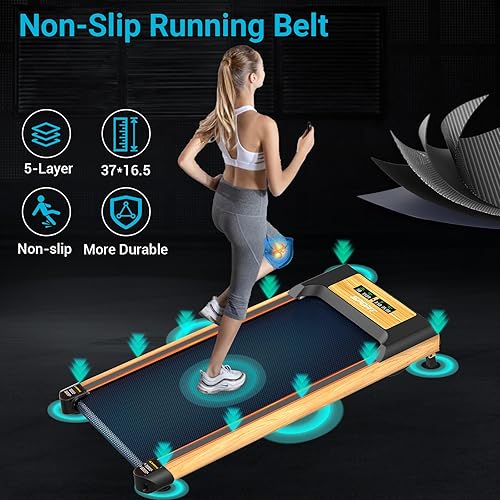 Miniatura 4 de FUNRAY Caminadora con inclinación, para debajo del escritorio, máquina de correr de grano de madera para el hogar y la oficina, caminadora de