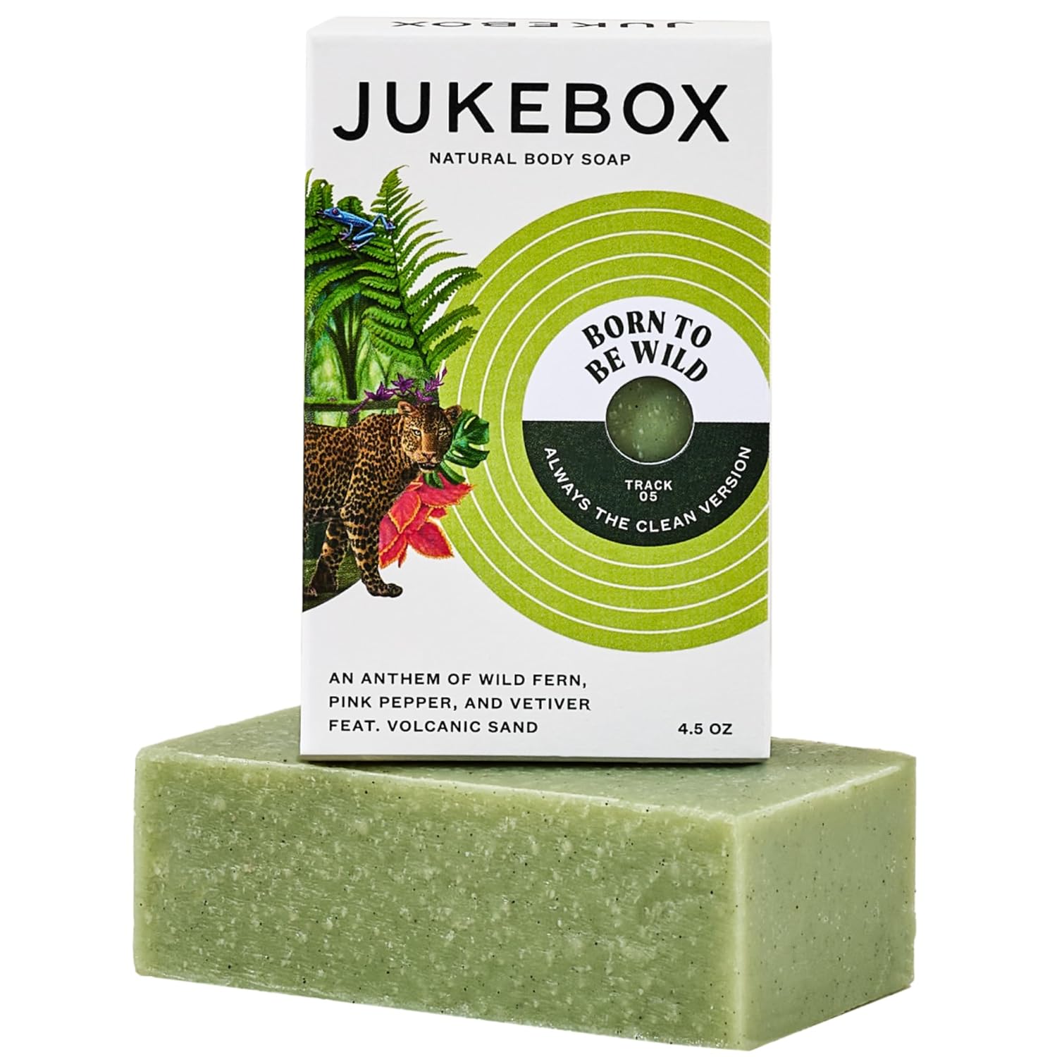 JUKEBOX Soap,Born to Be Wild Scent, Natural Bar Soap for Women, Medium Scrub, Cold Process, Bath Soap, No Harmful Ingredients, All Skin Types, Wild Fern,Pink Pepper,Vetiver-a Dr. Squatch Brand-4.5oz