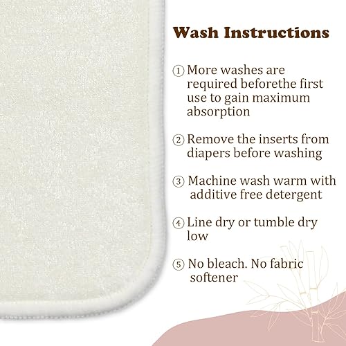 Miniatura 5 de Mama Koala Pañal de tela natural para bebé de 5 capas con broches, ajustable y reutilizable para cualquier pañal de tela para bebé (paquete de 6)