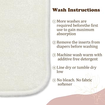 Mama Koala 5-Layer Natural Baby Cloth Diaper Inserts with Snaps, Adjustable and Reusable for Any Baby Cloth Diaper(6 Pack)