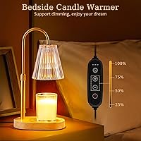 Vista 3 de Candle Warmer Lamp with Timer - Electric Candles Wax Warmers Glass Lamps for Jar Candles Burner Adjustable Height and Dimmable Light Modern No Flame