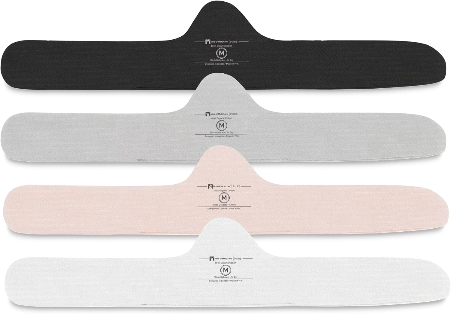 More of Me to Love Organic Cotton Bra Liner 4-Pack (Pearl White, Blush Pink, Stone Gray, Oynx Black)