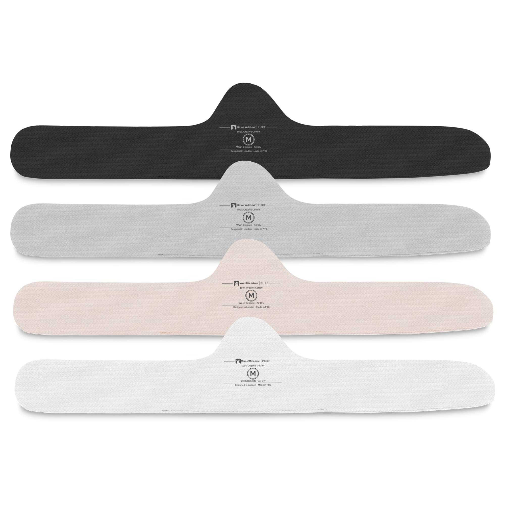More of Me to Love Organic Cotton Bra Liner 4-Pack (Pearl White, Blush Pink, Stone Gray, Oynx Black)