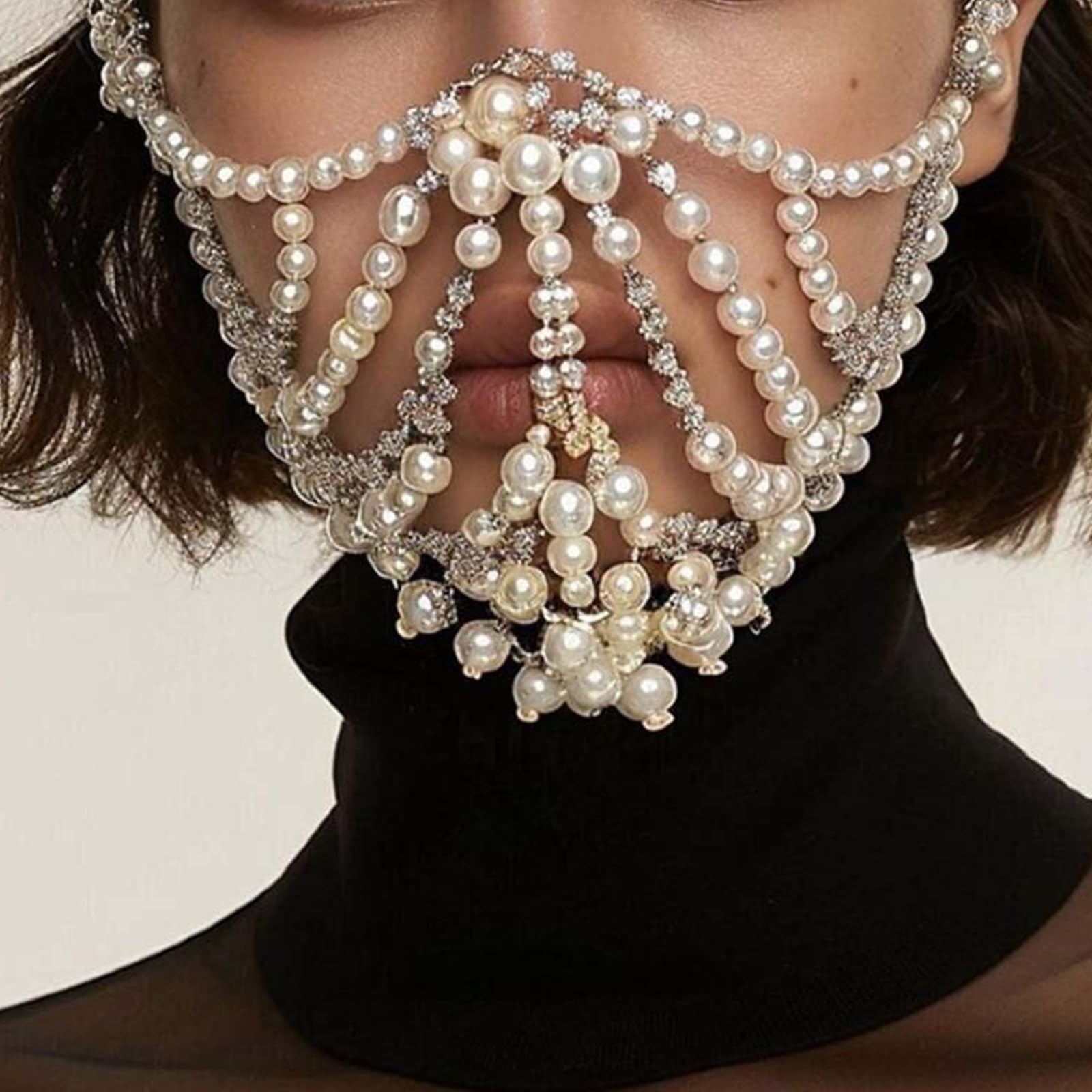 Accesorio multifuncional de media cara con diamantes de imitación para cosplay, joyería de moda para todas las edades, para mujeres y banquetes