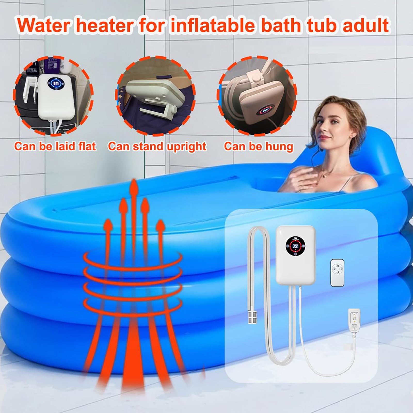 Calentador De Agua De Inmersión De 1200W, Calentador Termostático Específico para Baños, Control De Temperatura De 30 A 43 ℃, Separación De Agua Y Electricidad, con Control Remoto