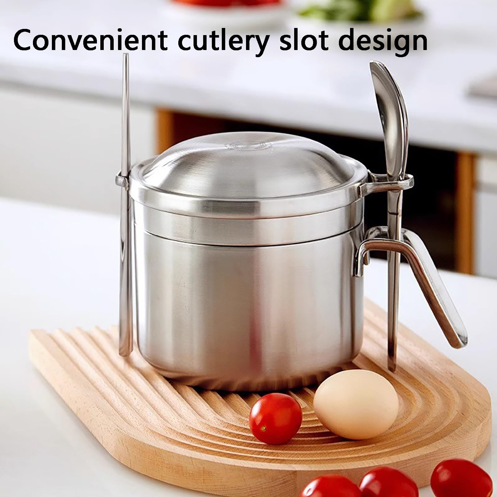 Fiambreras Comida Trabajo, Lonchera, Lunch Box, Cuenco De Acero Inoxidable para Fideos Instantáneos con Tapa, Juego De Utensilios Incorporado, para El Trabajo, La Escuela O Un Picnic, 2170 Ml