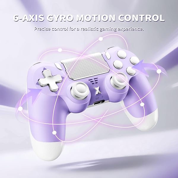 Suoxiom Wireless Controller for P4, Game Controller for P4/Slim/Pro/PC, Bluetooth Gamepad Joystick with Vibration Touch Panel, Upgraded Six-Axis Sensor, 3.5mm Audio Jack (Light Purple) - 5