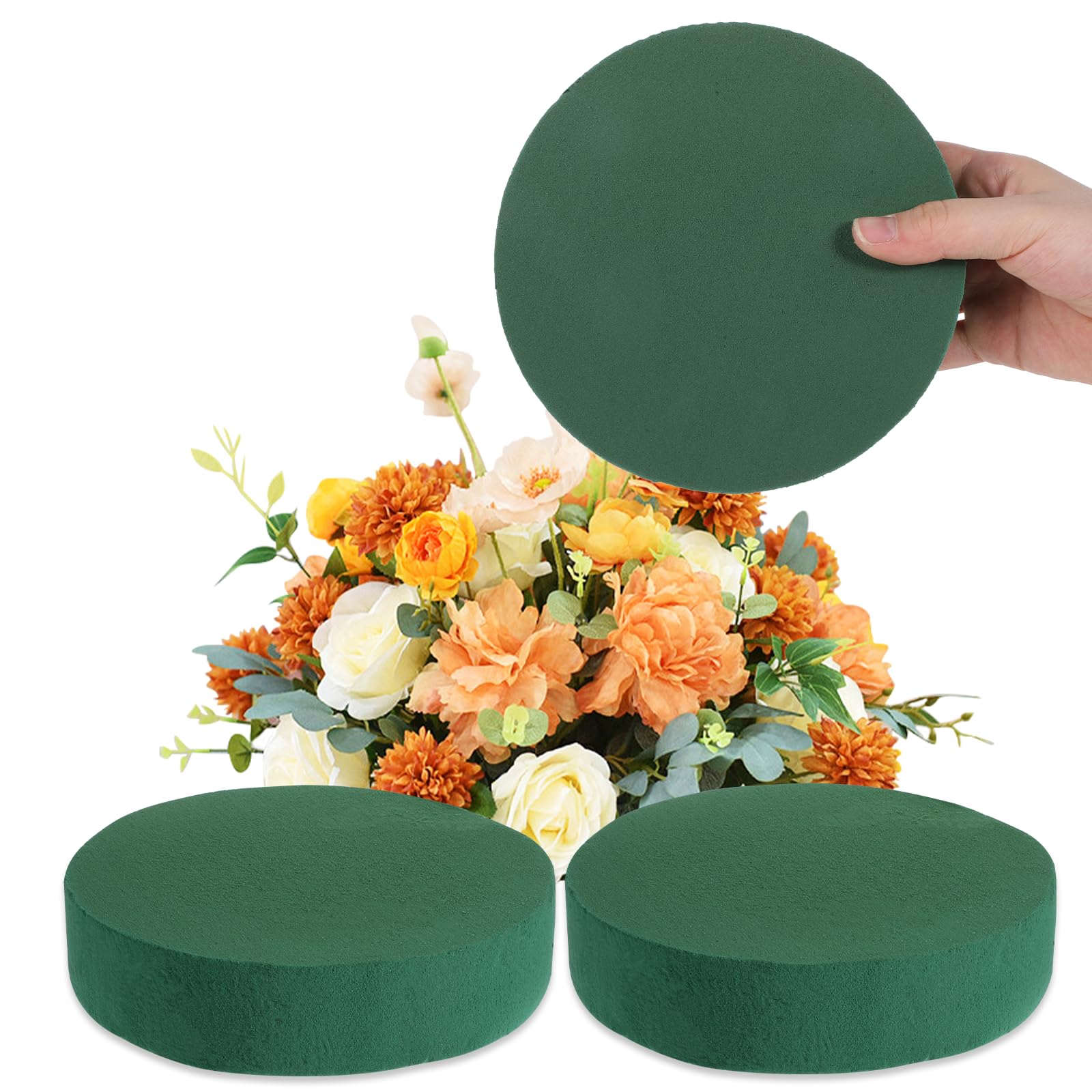 Xthrotsenk 2Pcs Floral Foam Round 6.3" Green Wet Dry Florist Foam Circles for Flower Arrangements Florist Supplies Wedding Party Home DIY Decor Crafts