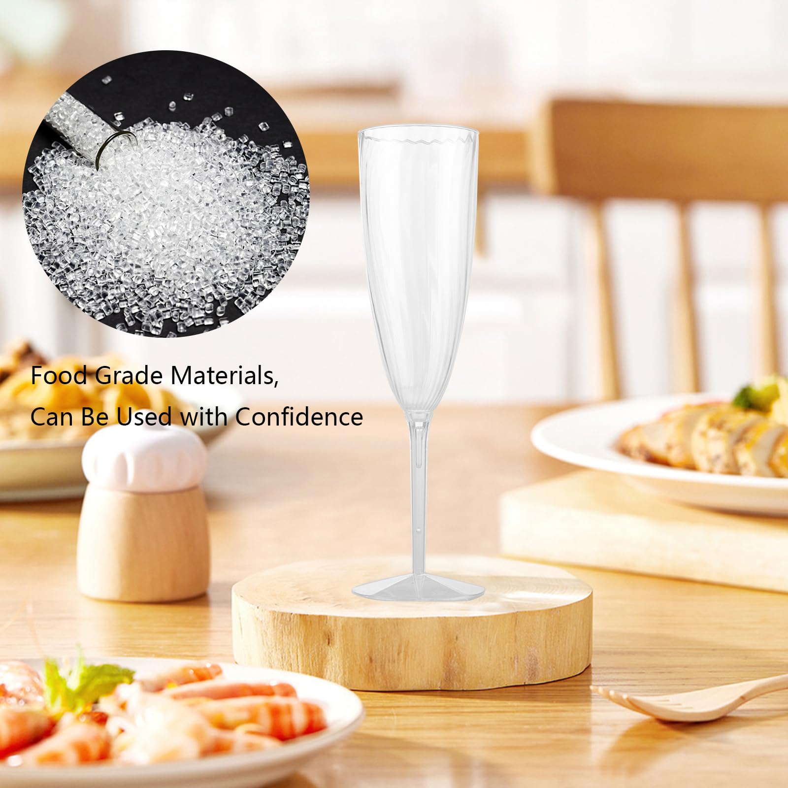 Lot De 32 Flûtes à Champagne En Plastique Réutilisables WOPPLXY - Capacité 180 Ml - Transparentes - Pour Fêtes, Mariages, Anniversaires