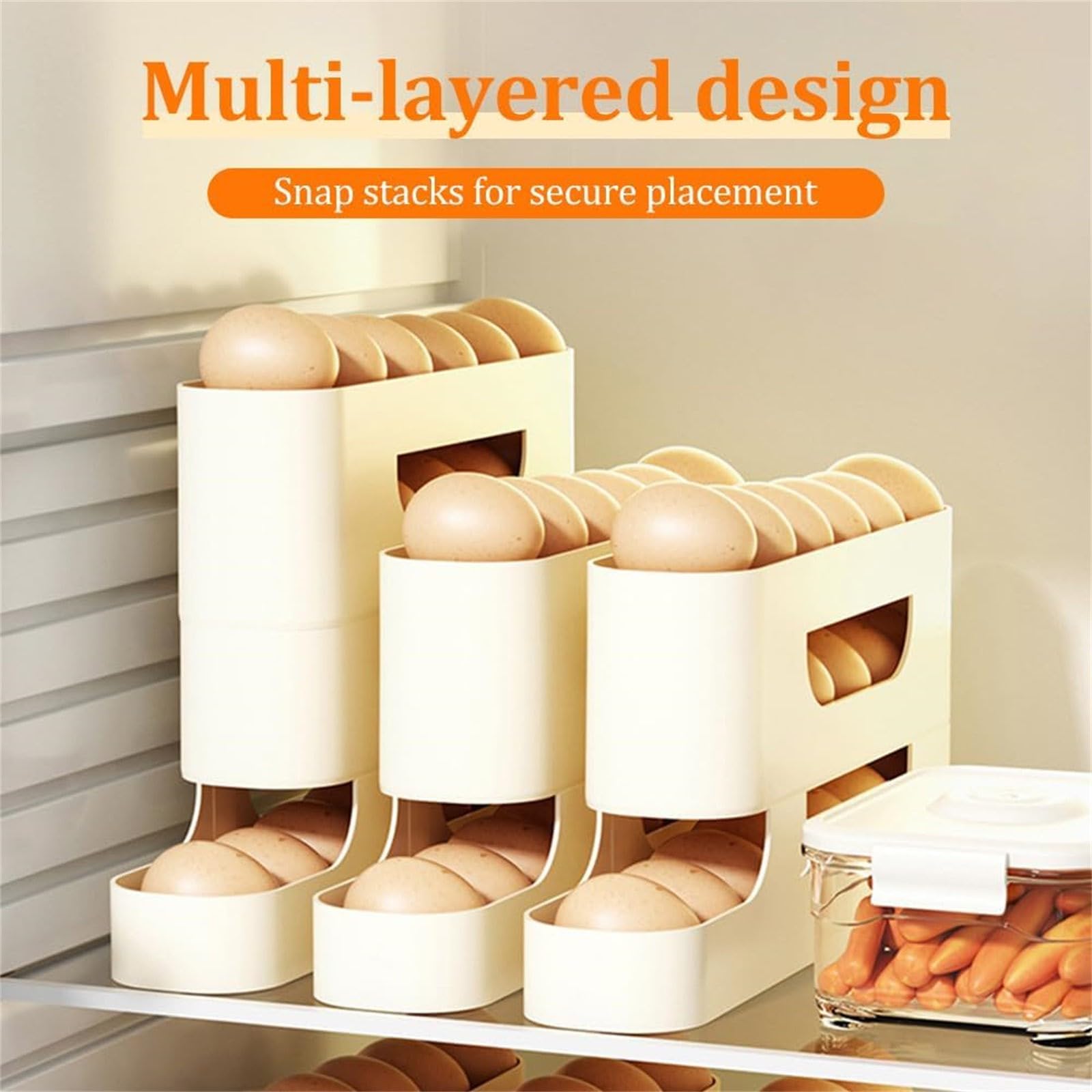 Portauova A Rotazione Automatica, Dispenser Uova Per Frigo, Organizzatore Uova Da Frigo, Porta Uova A 2 Livelli Design A Rotazione Automatica La Struttura A 2 Livelli Può Contiene Fino A 28 Uova
