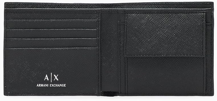 Armani Exchange Men's Jacques Bifold Coin Pocket, Black, One Size