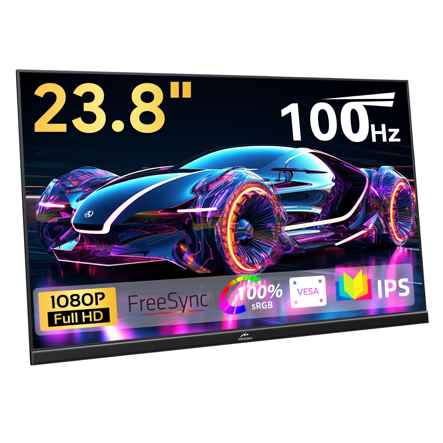 Kenowa Monitor portatile USB-C 23.8 pollici FHD 1080P IPS schermo esterno 100Hz FreeSync Gaming Monitor con altoparlante di tipo C/HDMI per laptop/PC/telefono/Mac/PS4