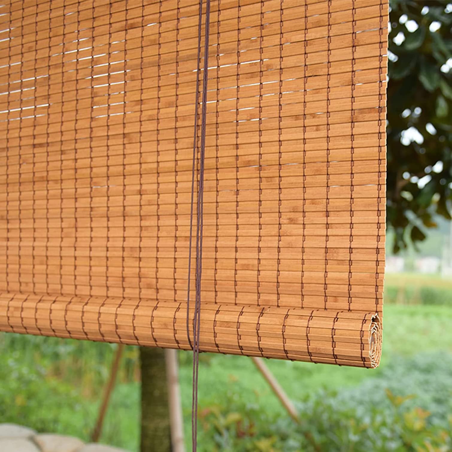 Stores enrouleurs en Bambou Pare-Soleil, Stores extérieurs en Bambou, Stores enrouleurs Romains en Bois Naturel filtrant la lumière, Rideau Enroulable, Stores Romains, pour intérieur et exté