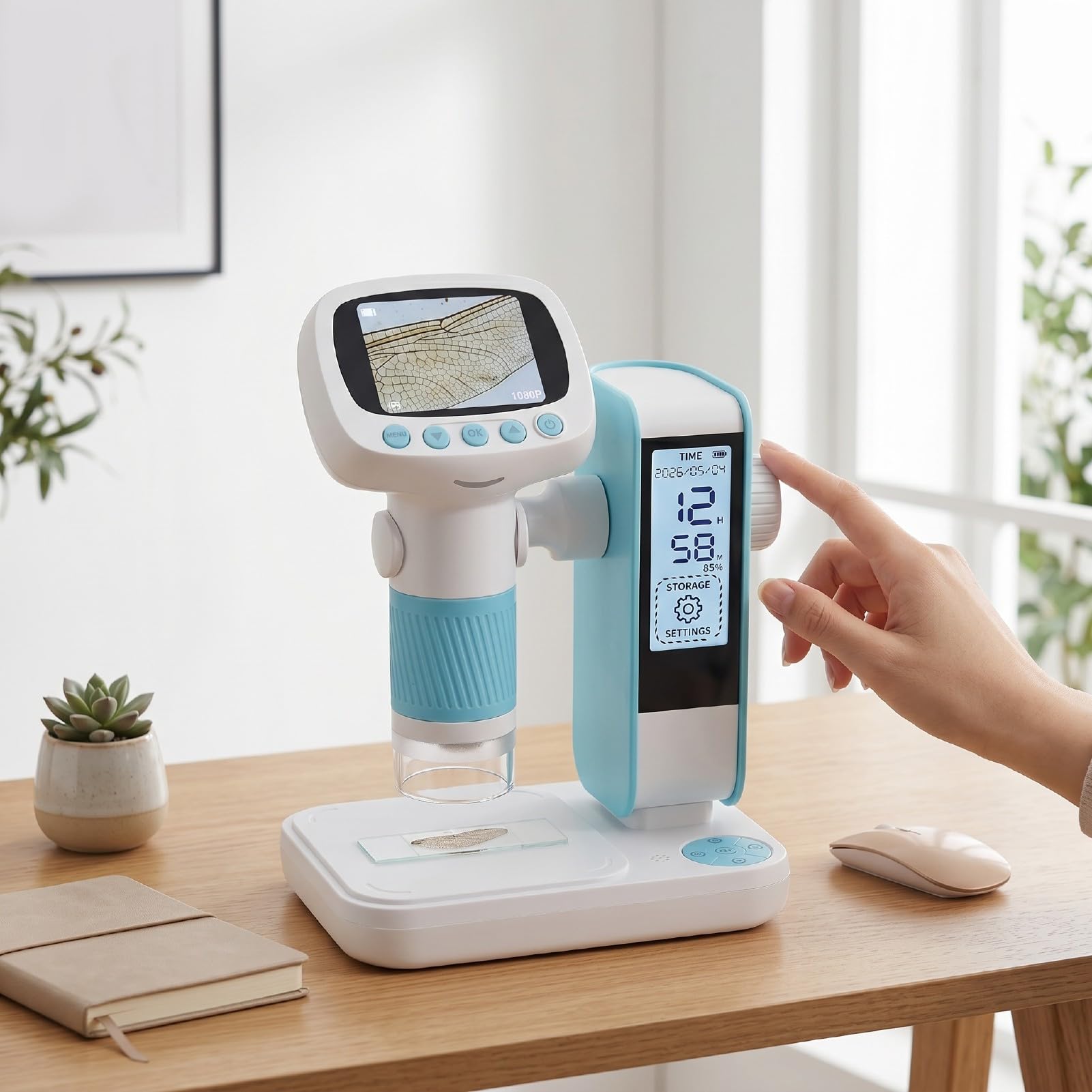Srliya Microscopio Digitale Portatile 1080P 1000X Telecamera di Ispezione per Microscopio Portatile USB Regolabile con 8 Luci a LED per Bambini Adulti