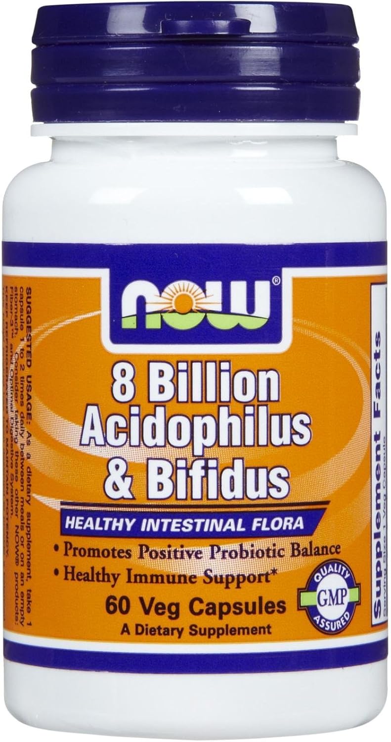 NOW Acidophilus and Bifidus, 8 Billion, 60 Vegetable Capsules