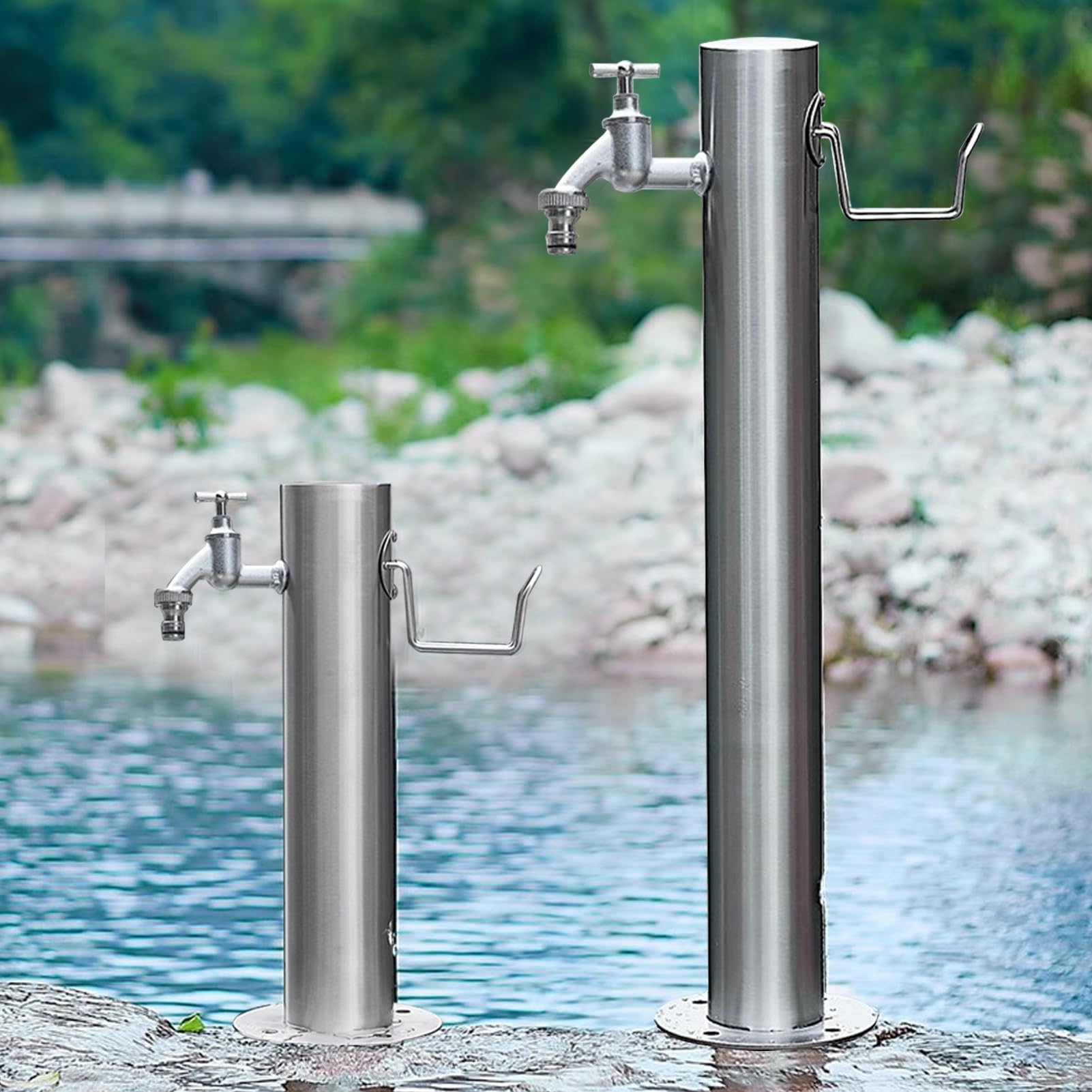 Columna de agua vertical de acero inoxidable para jardín, grifo de agua montado en el suelo, extensor de grifo de manguera anticongelante para riego y fuente