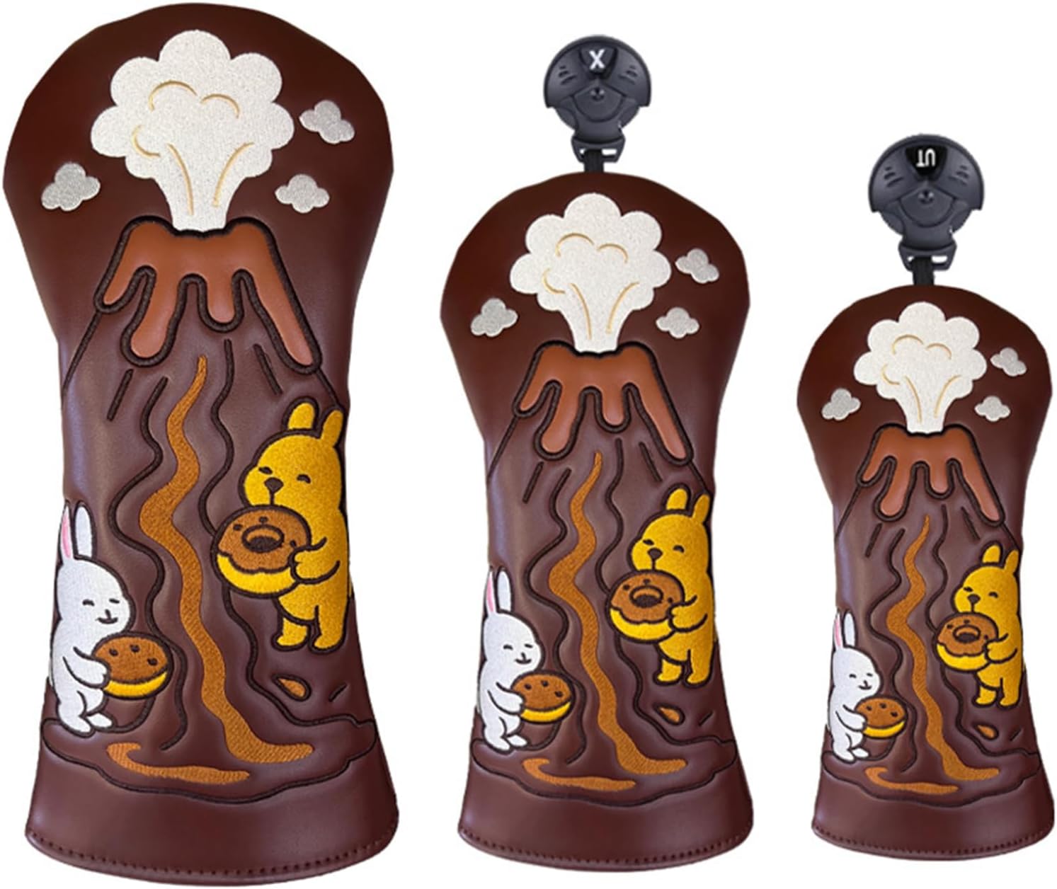 Waterproof Golf Club Headcover Chocolate Volcano Pattern Durable PU Material Ideal Protective Gear for Golf Wood Clubs