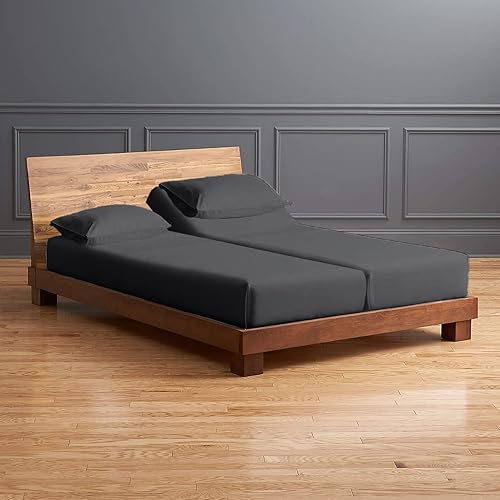 Vista 52 de Juego de sábanas divididas tamaño Queen ajustable, bolsillo extra profundo de 28 pulgadas, 800 hilos, 100% algodón egipcio