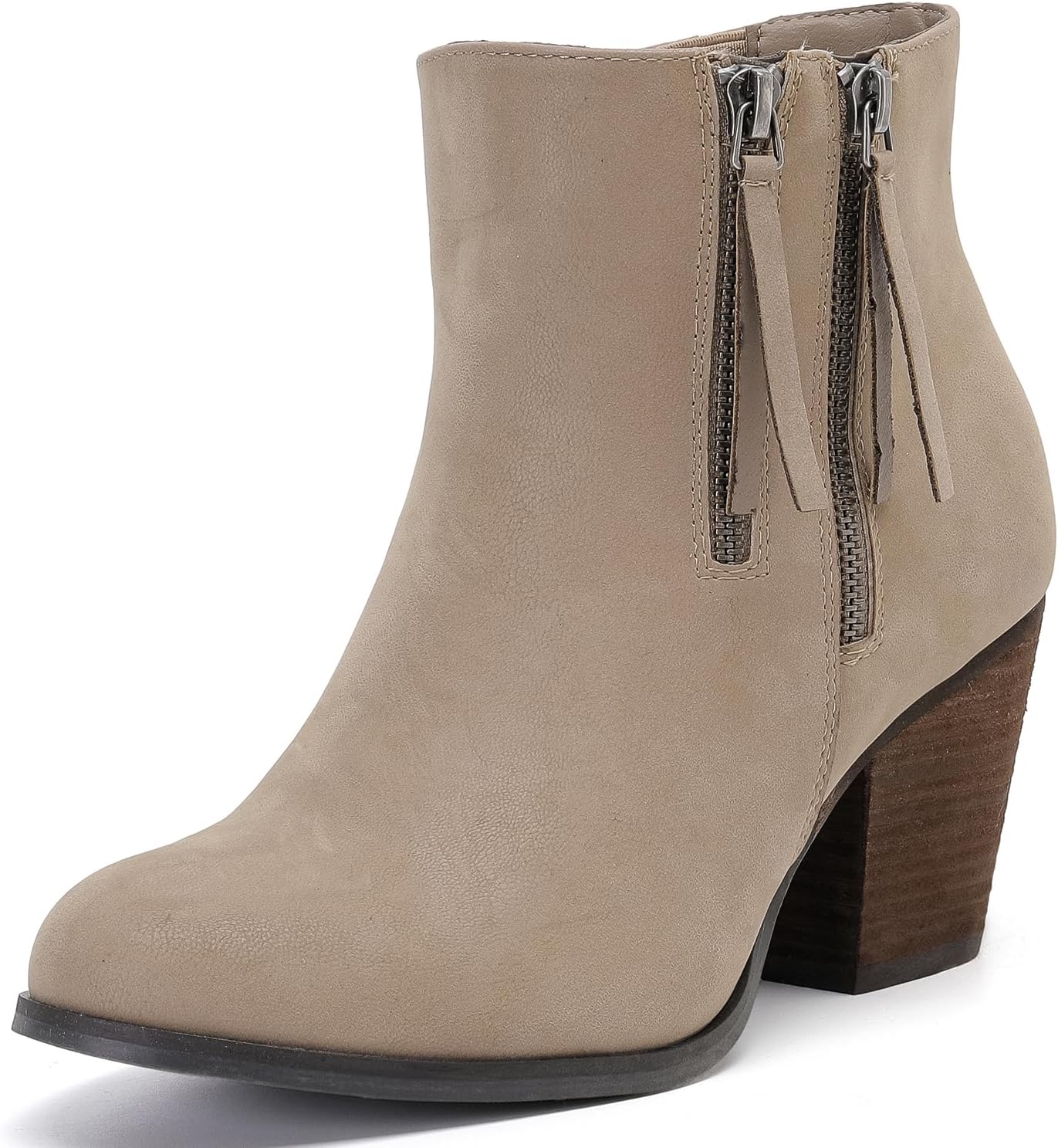 Luoika Women's Wide Width Ankle Boots, Chunky Heel Side Zipper Extra Wide Short Booties.
