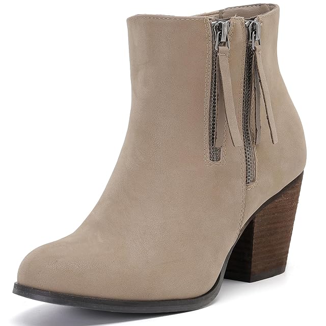 Luoika Womens Wide Width Ankle Boots Chunky Heel Side Zipper Extra Wide Short Booties