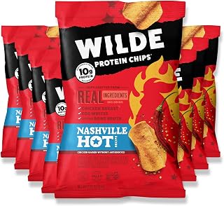 WILDE Nashville Hot Protein Chips, Thin and Crispy, High Protein, Keto friendly, Made with Real Ingredients, 2.25oz Bags (Pack of 8)…