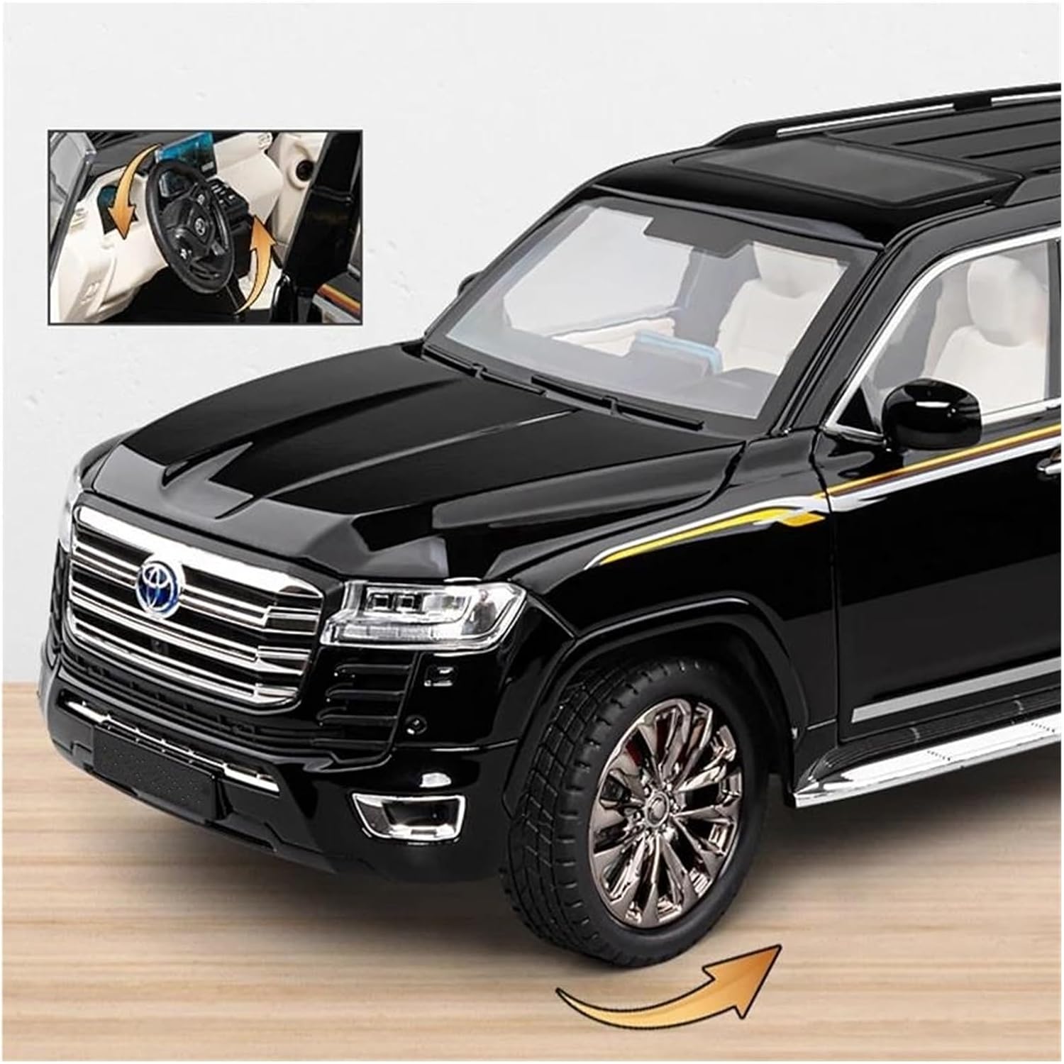 Scale car Model 1/18 for LC300 Alloy Car Diecast Metal Off-Road Vehicle Exhibition Area Model Suitable for Decoration(Black)
