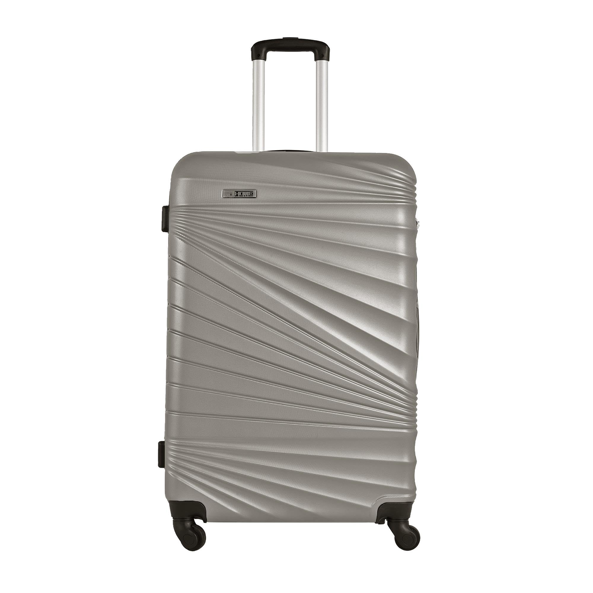 WELL HOME MOBILIARIO & DECORACIÓN Set di 3 valigie ABS rigide in argento nudo metallizzato, Argento Nudo, Set di valigie rigide
