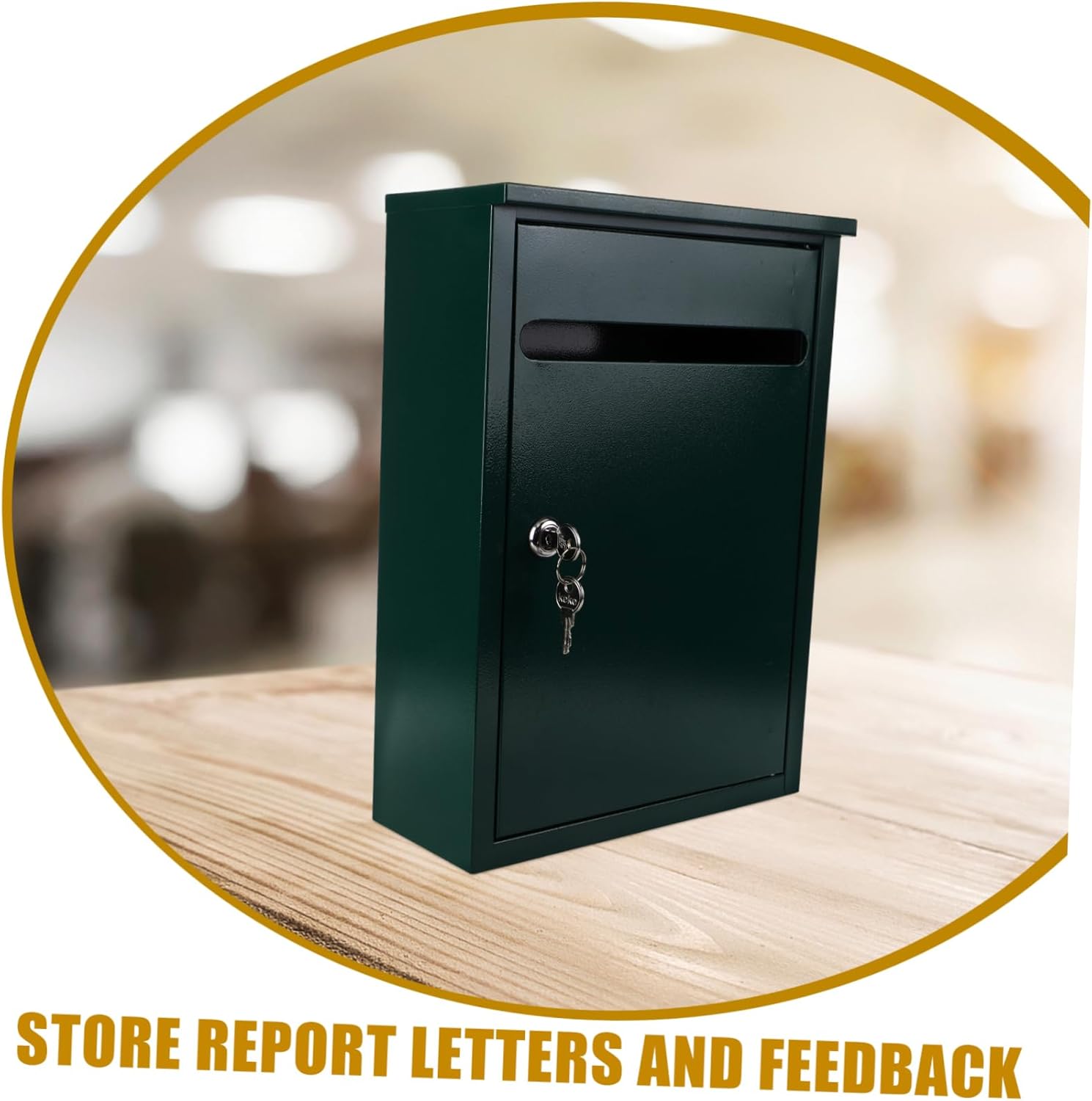 jojofuny Wall Mount Locking Suggestion Box Metal Complaint Mailbox for School Reports Secure Letter 1 Piece