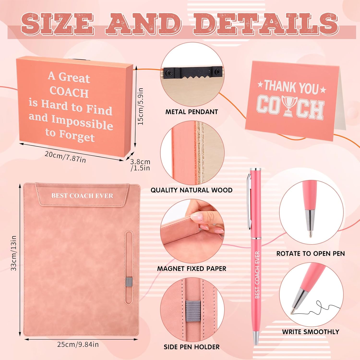 Skylety 9 Pcs Christmas Coach Gifts for Men Women, Best Coach Ever, Cheer Coaches Gifts Christmas Appreciation Gift Set for Baseball, Football, Soccer, Basketball, Swim(Pink) - Image 3