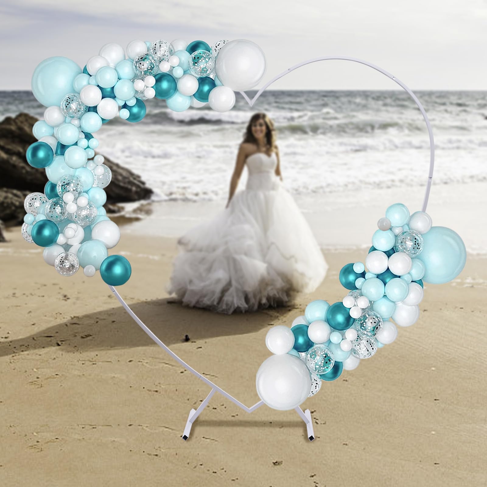 Herz Arch stehend mit Fuß,Weiß Metall Arch Kit, Hochzeit Herz Bogen Stehen,Geeignet Fotografie,Bankette,Geschäftseröffnungen,Verschiedene usw Feiertage.