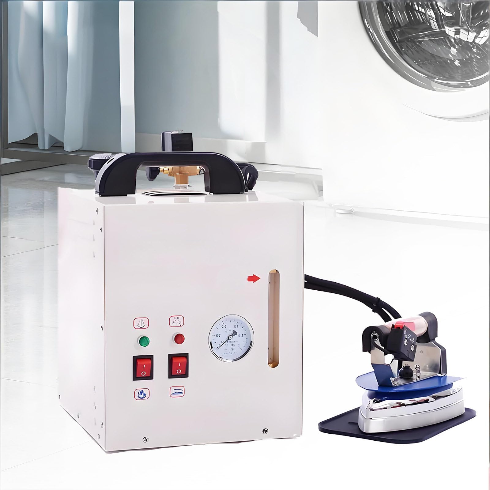 Żelazko parowe elektryczne 1600 W, bojler, stacja do prasowania parowego ze stali nierdzewnej 1600 W, bojler 4 l, głowica żelazka 900 W, do sklepów odzieżowych, pralni i fabryk
