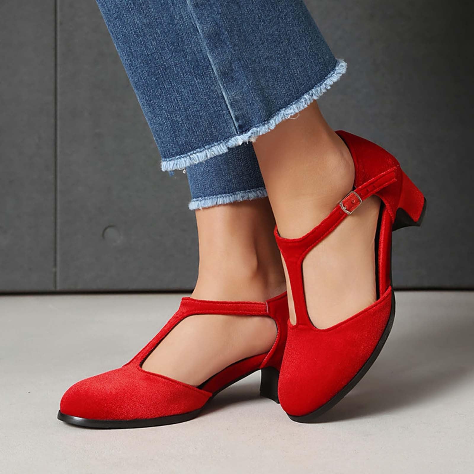 Scarpe Oktoberfest Donna Mary Jane Velluto Principessa Tacco Grosso | Scarpe Dirndl romantiche in velluto, décolleté con fibbia elegante, stile retrò bavarese per festa della birra e cerimonia