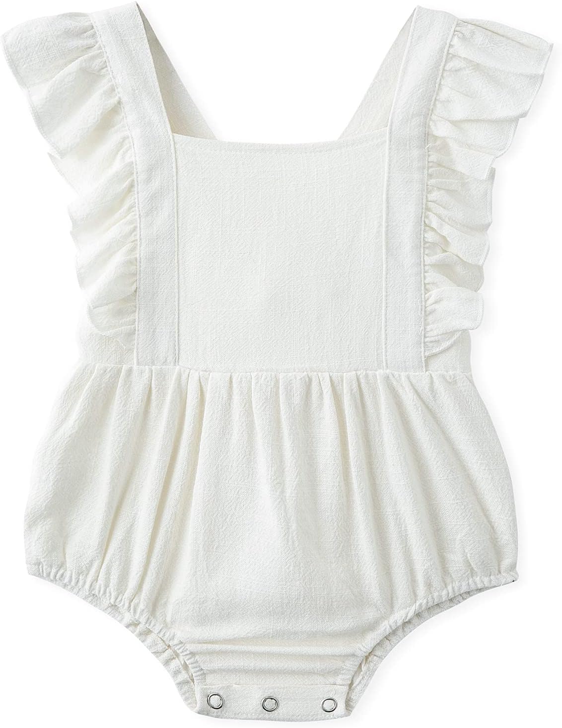 Simplee kids Newborn Infant White Rompers Baby Girls Summer Ruffle Sleeveless Embroidery Bodysuit Outfits 0-24M