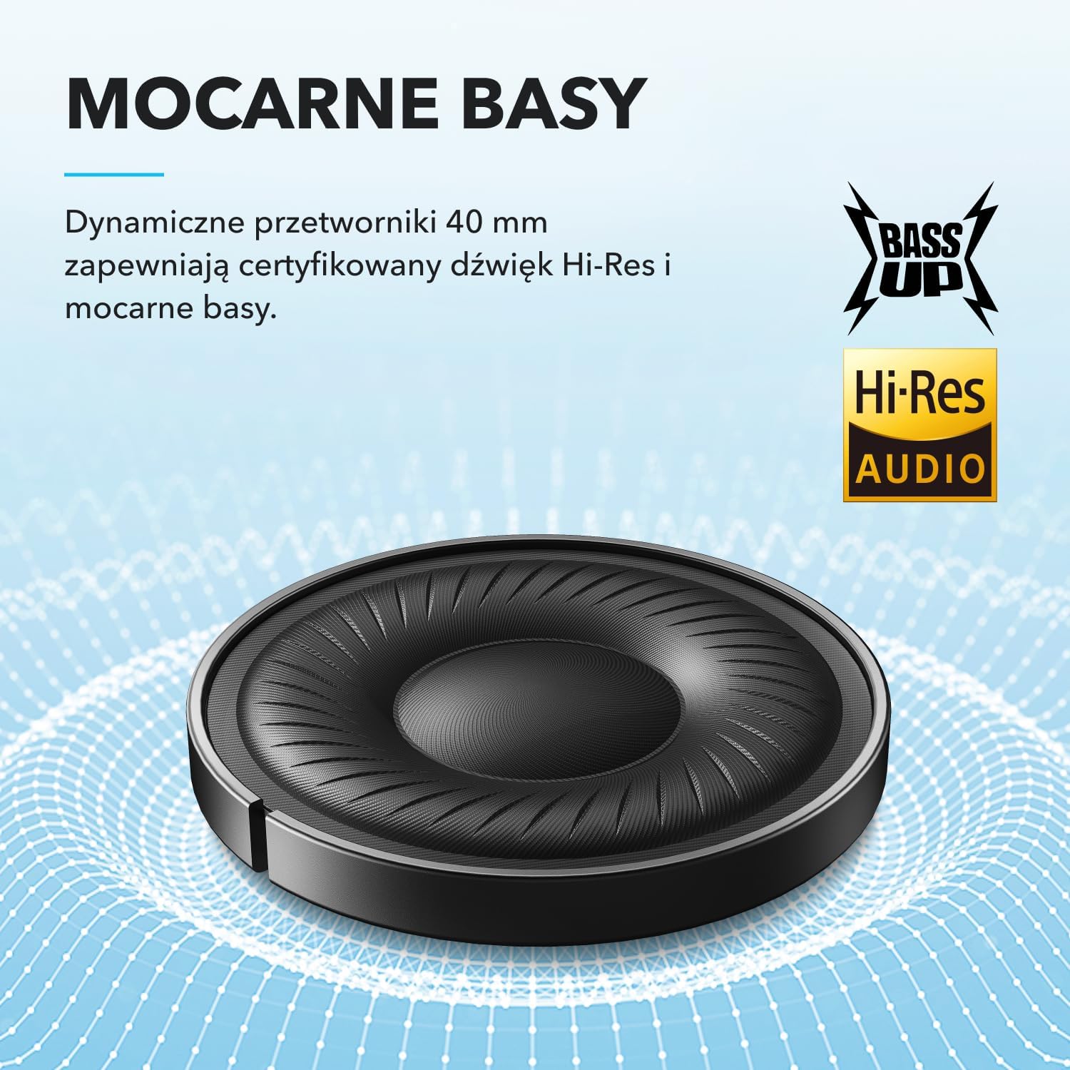 Słuchawki hybrydowe Soundcore by Anker Q20i(odnowiona) z aktywną redukcją szumów, bezprzewodowe nauszne Bluetooth, 40-godzinny czas odtwarzania ANC, dźwięk o wysokiej rozdzielczości, mocny bas