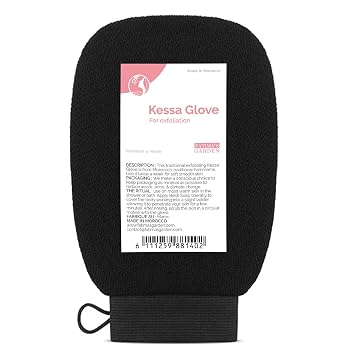 Fatimas Garden Exfoliating Kessa Glove - Natural Spa Scrubber, Black 1 Glove