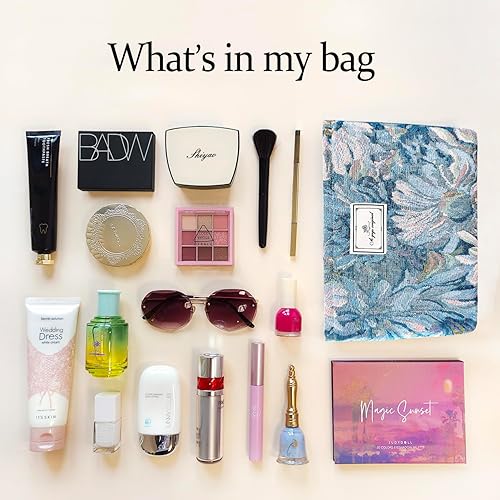 Miniatura 4 de STARDW Bolsa de maquillaje estética floral para mujeres y niñas, bolsa de aseo de viaje con cremallera de gran capacidad, bolsa organizadora de