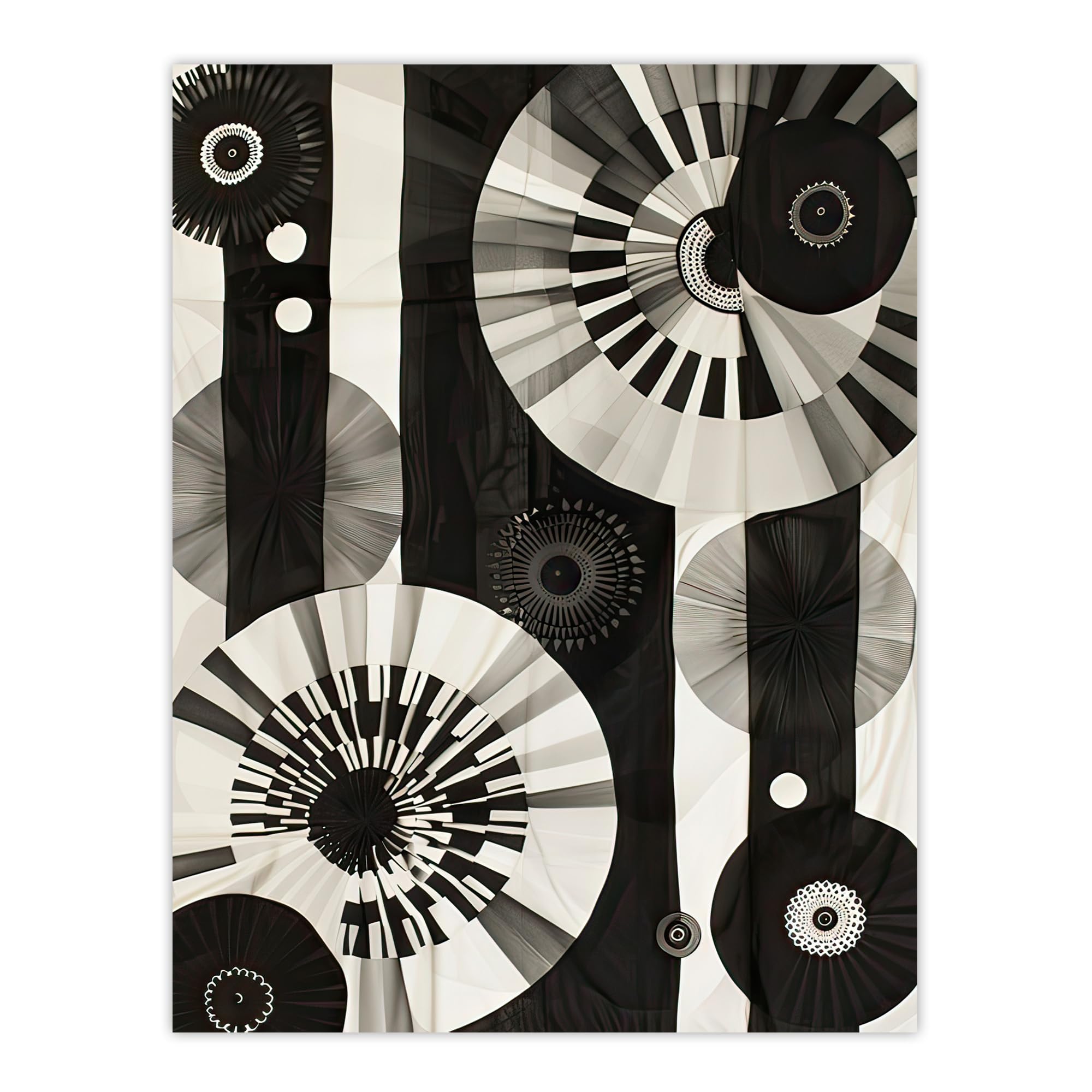 Artery8 Geometric Black White Circle Stripe Patterns Living Room Extra Large XL Wall Art Poster Print