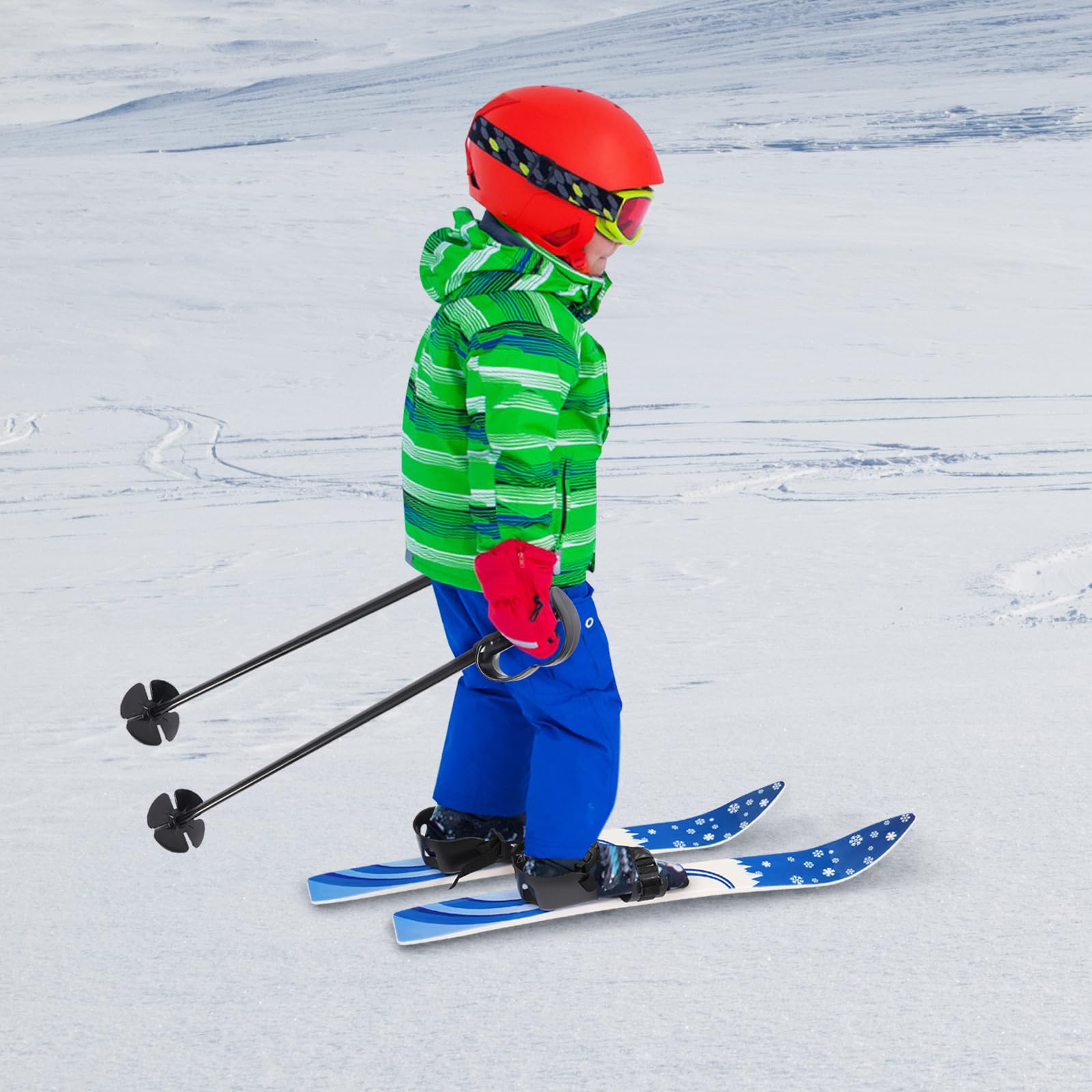 68 cm zestaw narciarski dla dzieci z 2 kijkami narciarskimi, wytrzymałe narty edukacyjne dla dzieci w wieku 2-8 lat, obciążenie do 50 kg, idealne do pierwszych prób poślizgu na śniegu