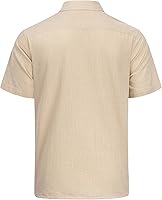 Vista 9 de J.VER Camisas de manga corta de lino y algodón para hombre, estilo informal, ligeras, con botones, para vacaciones, playa y verano, con bolsillo