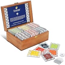 Octavius Gifts Select - Assorted Tea in Multi Design Printed Wooden Box | 6 Flavors, 90 Tea Bags | Black & Green Tea | Tea Gifts for Women & Men | Tea Variety Pack