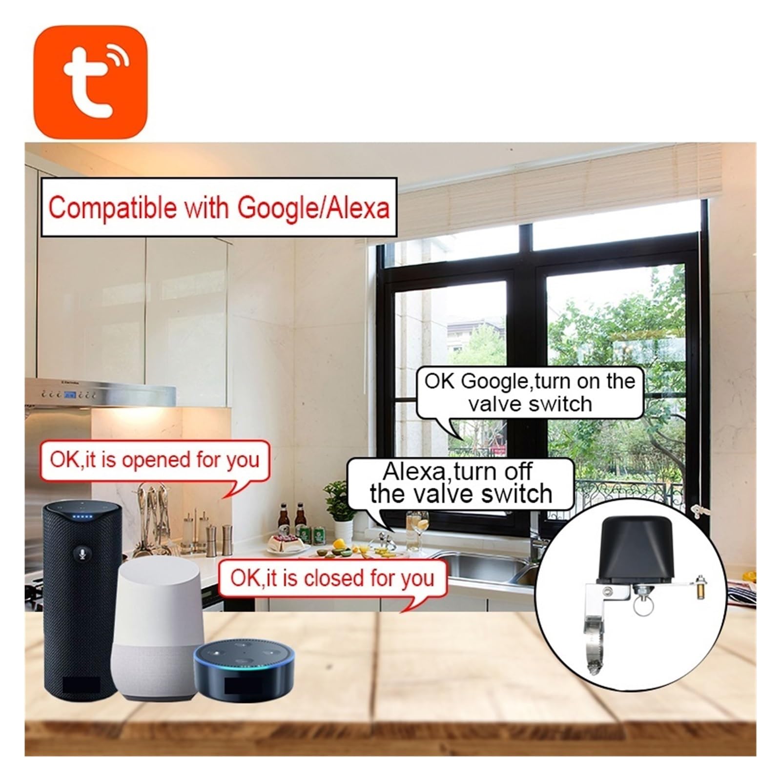 Tuya WiFi Zawór Wodny Sterownik Odcinający Gaz Inteligentne Sterowanie Bezprzewodowe Aplikacja Tuay Smart Life OszczęDność Wody(Zigbee)